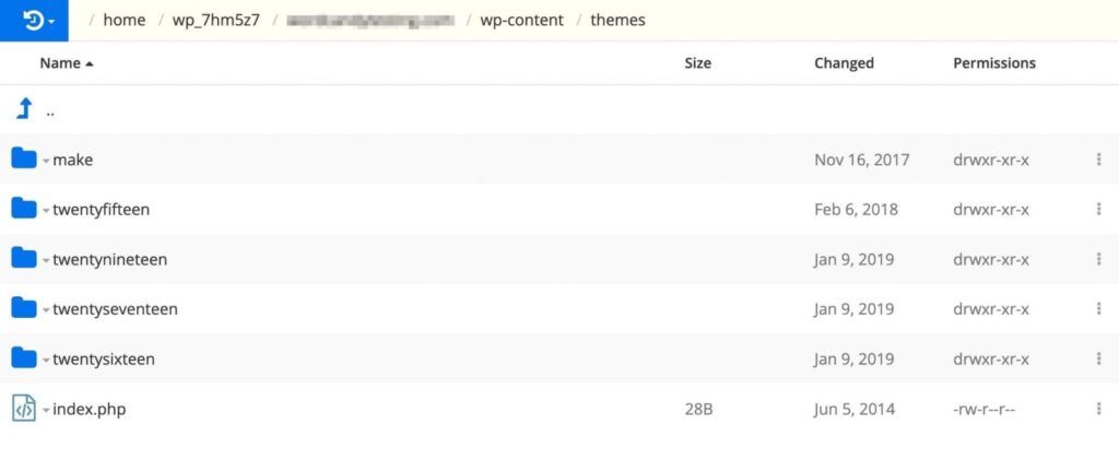 wp-content themes folder in WordPress via FTP