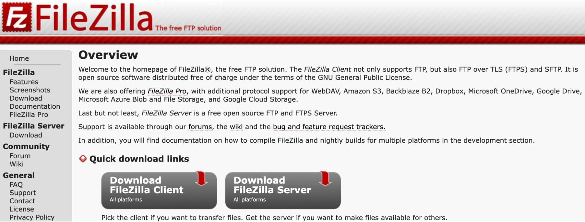 El cliente FTP FileZilla.