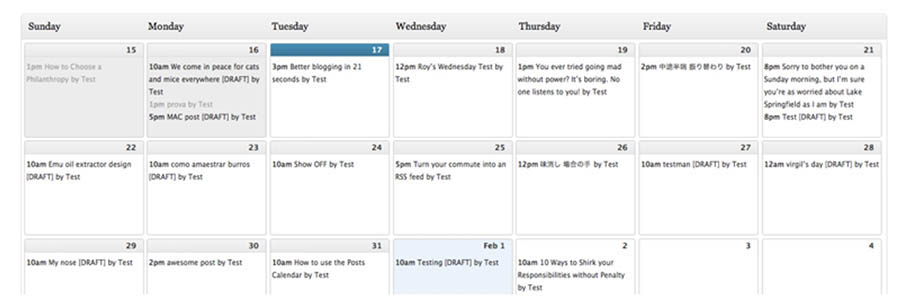 El plugin de WordPress Editorial Calendar.