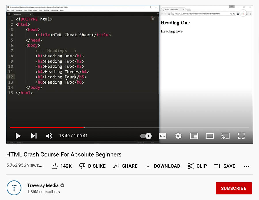 YouTube HTML crash course