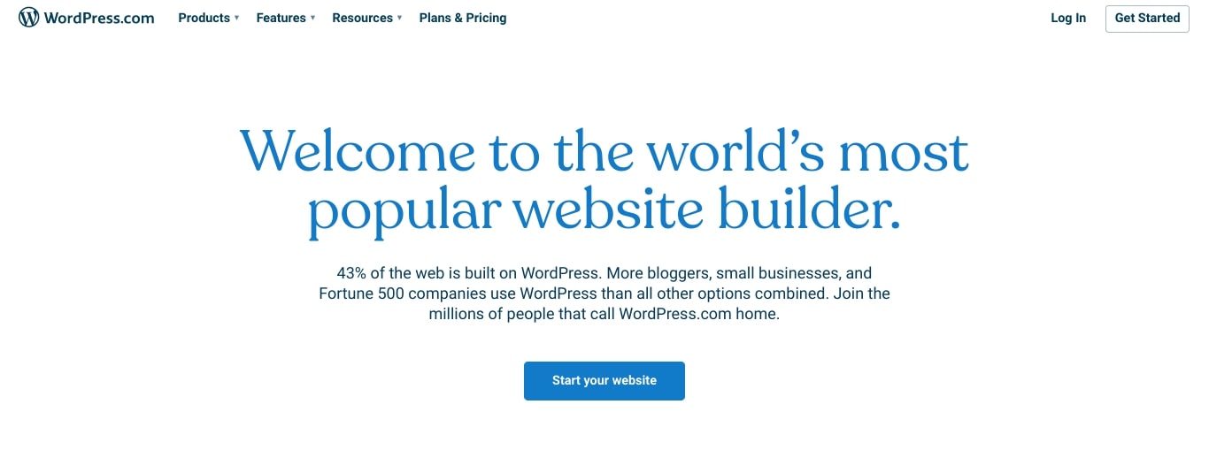 WordPress.com website homepage