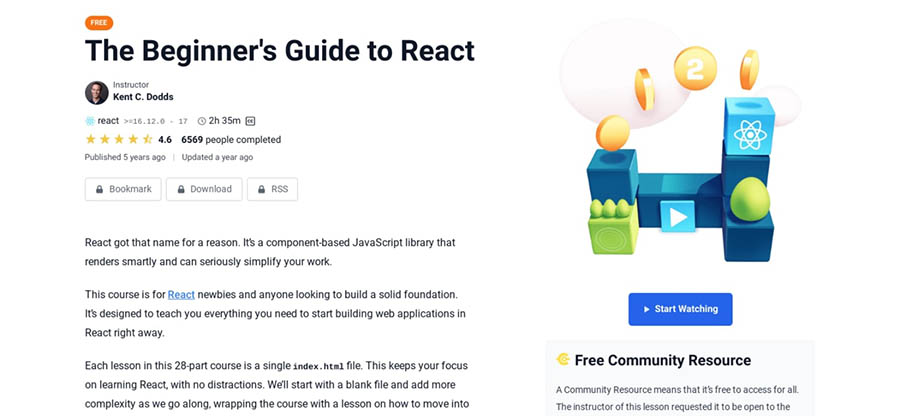 El curso ‘Beginner’s Guide to React’.