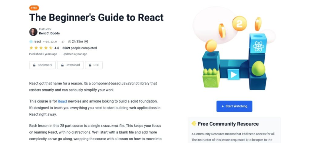 egghead.io beginner's guide to React course