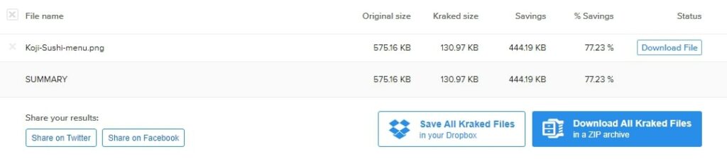 download optimized images via Kraken.io