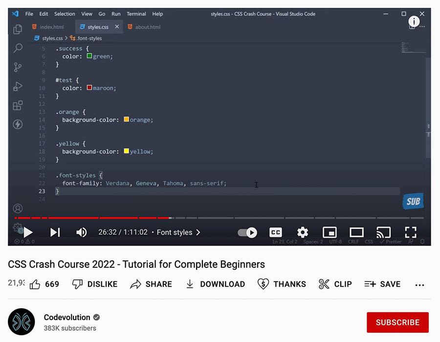 YouTube CSS crash course