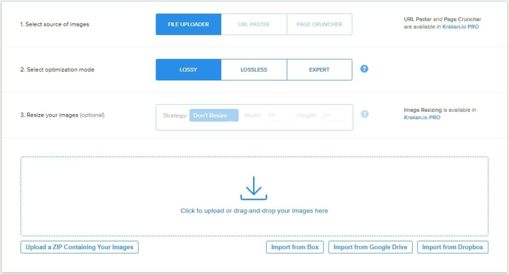 Kraken.io optimize images for web