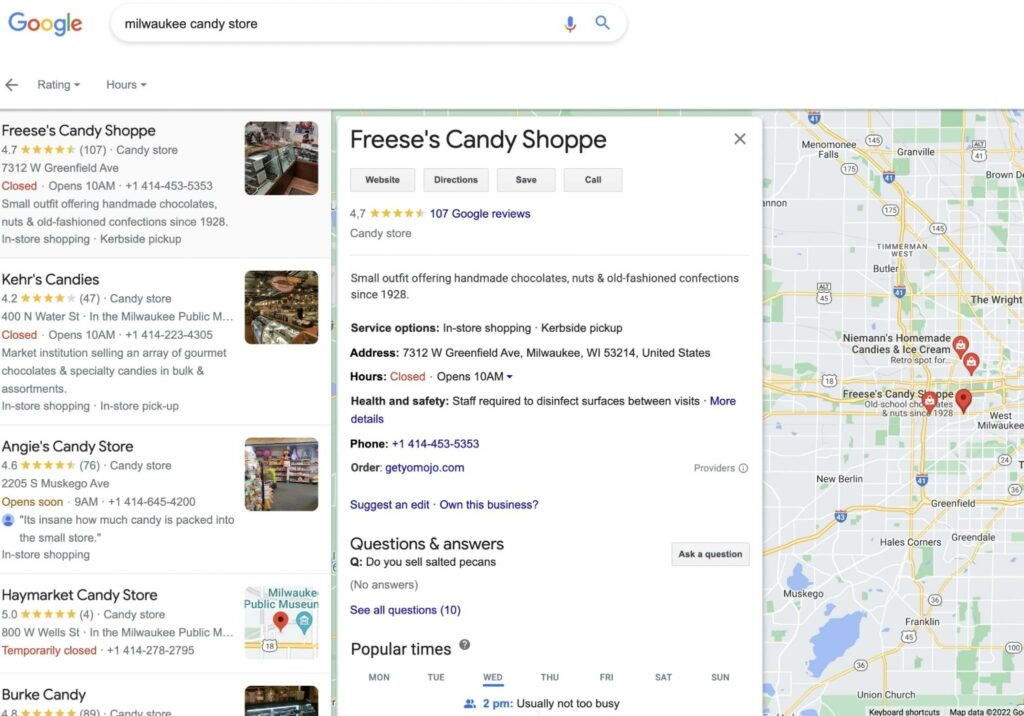 Результати локального пошуку Google