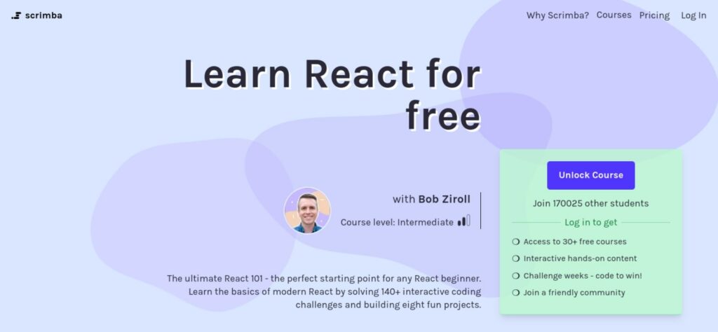 Scrimba website learn React for free course