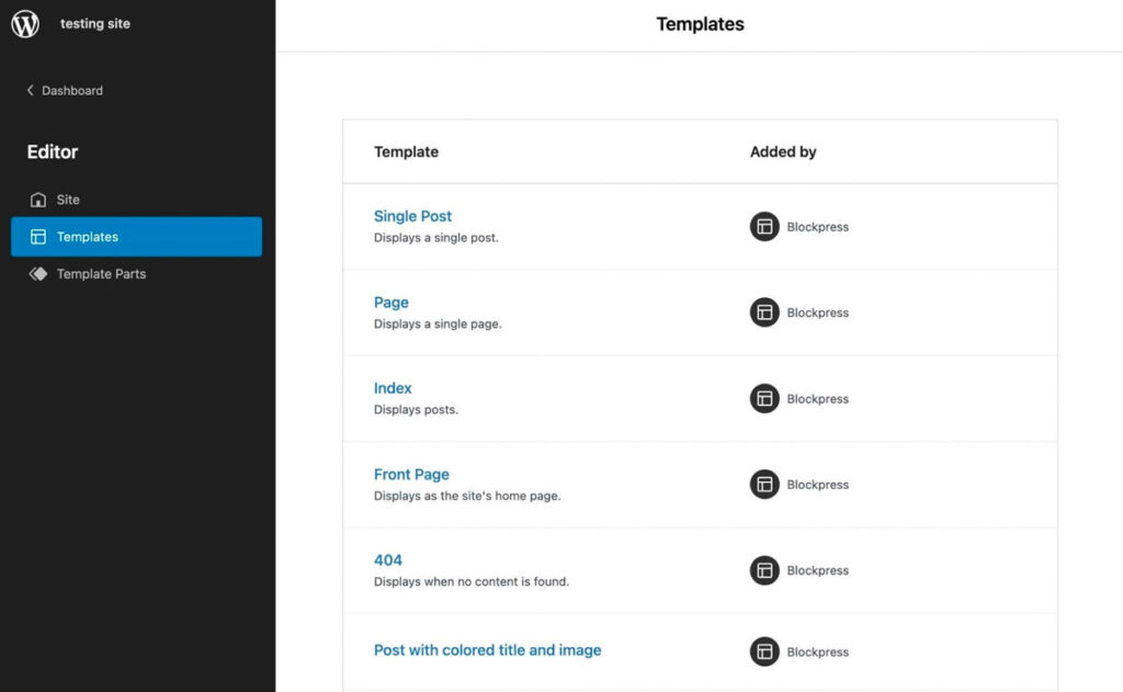 new WordPress Theme Configuration options