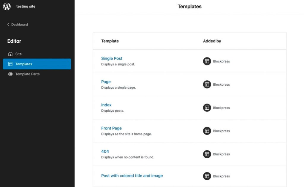 novas opções de configuração de tema do WordPress