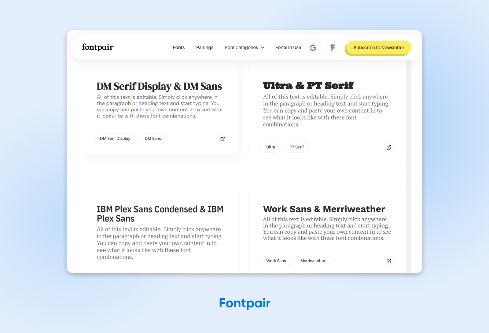 Interfaz web FontPair
