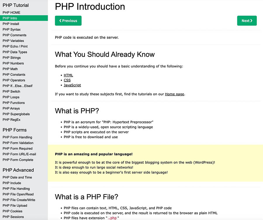 Tutorial PHP de W3Schools