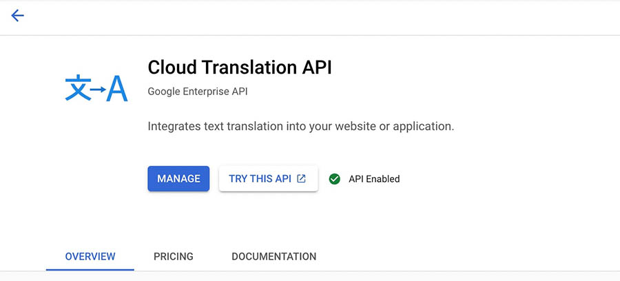 Cloud Translation API Google
