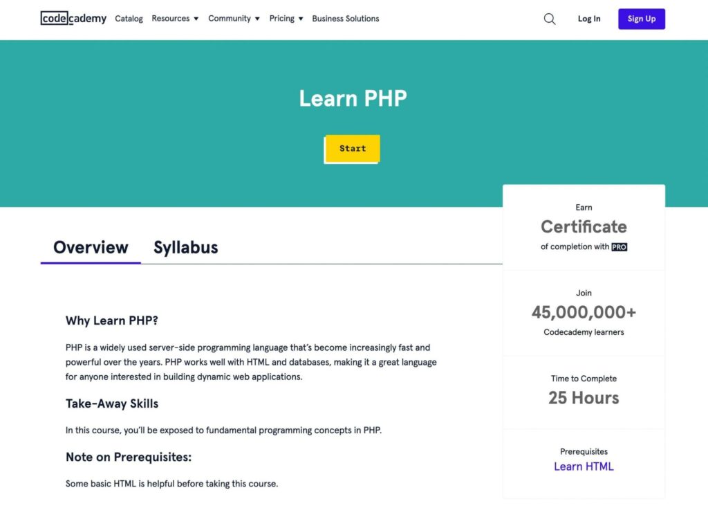 Codeacademy learn php