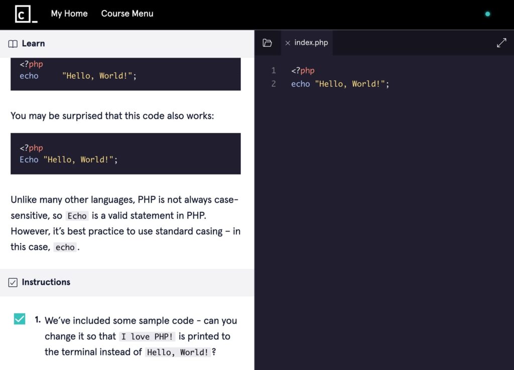 Codeacademy learn php exercise