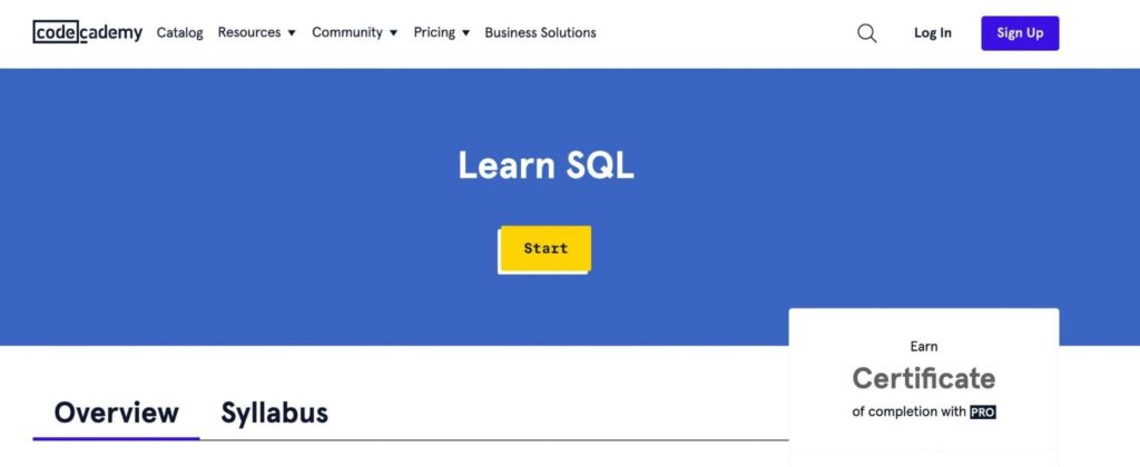 Codecademy Learn SQL course