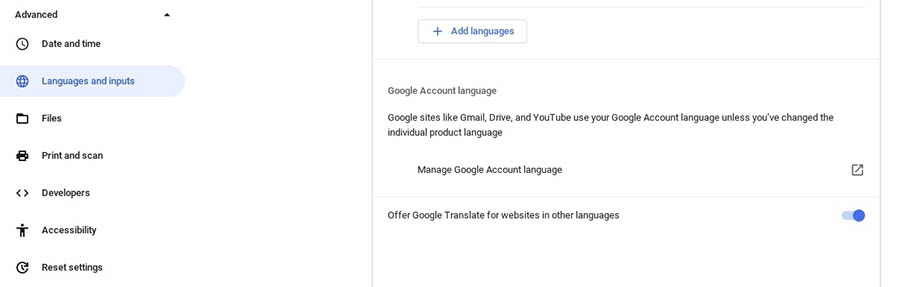 opción local de traducción automática de contenido en Chrome.