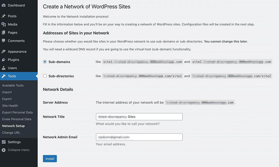 Creando una red en un multisitio WordPress