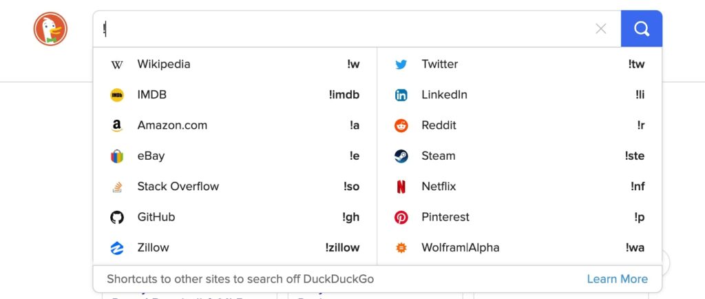 DuckDuckGo Bangs