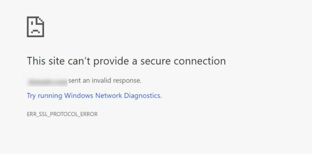 The ERR_SSL_PROTOCOL_ERROR in Google Chrome