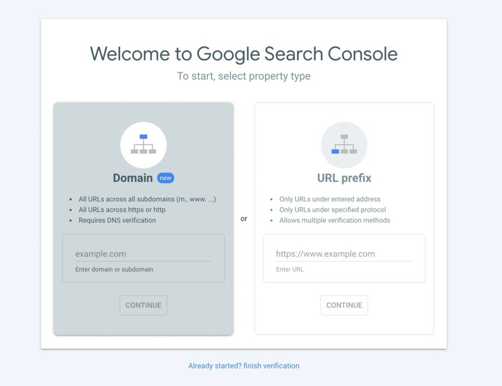 Google Search Console domain prefix