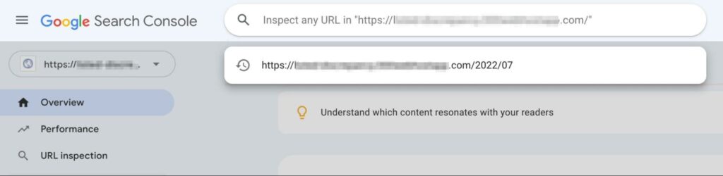 Google Search Console inspect URL