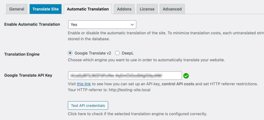 Paste API key