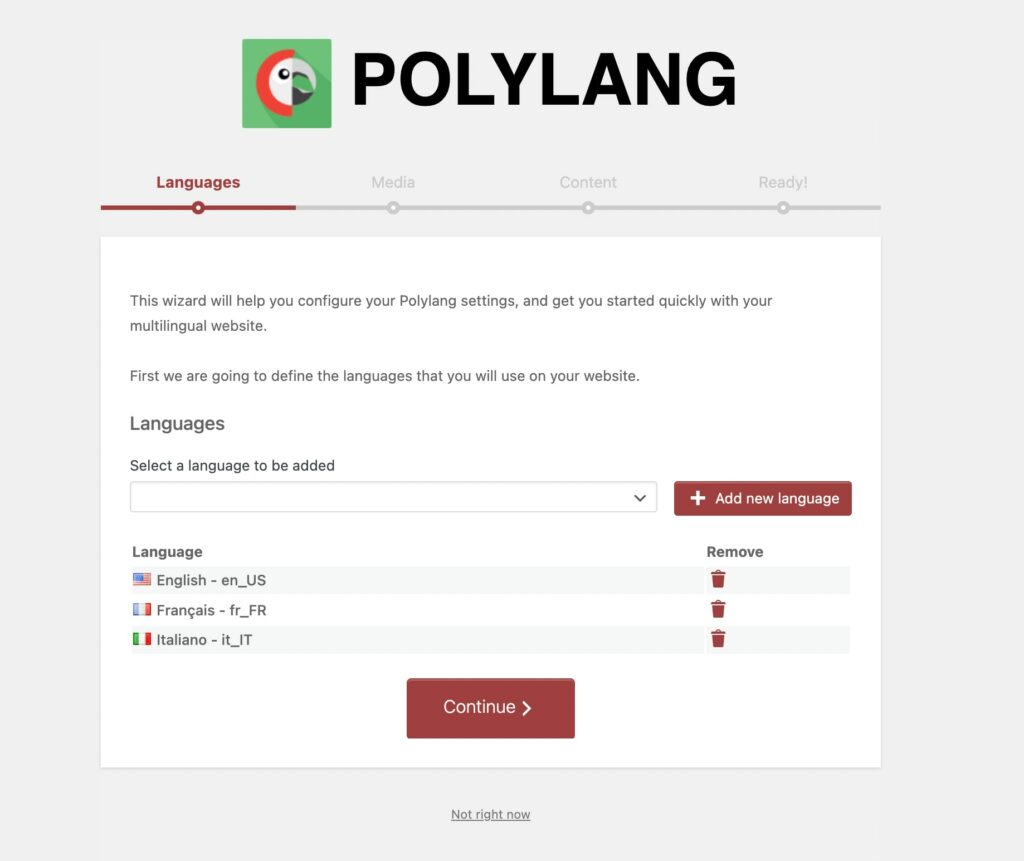 Select Polylang languages