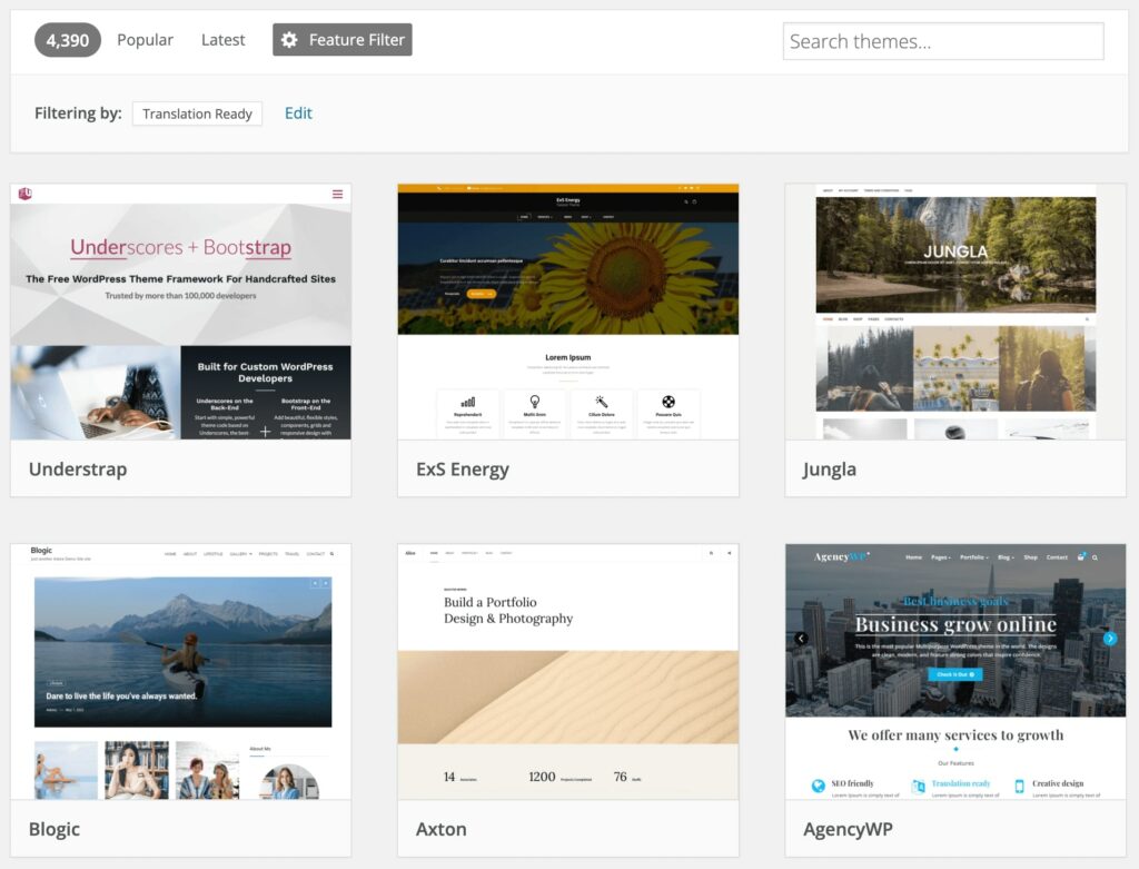 Temas do WordPress prontos para tradução