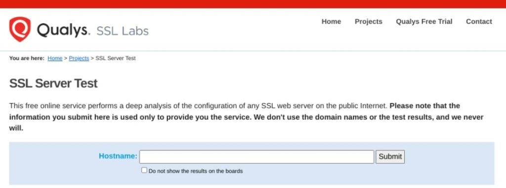 The Qualys SSL server test tool