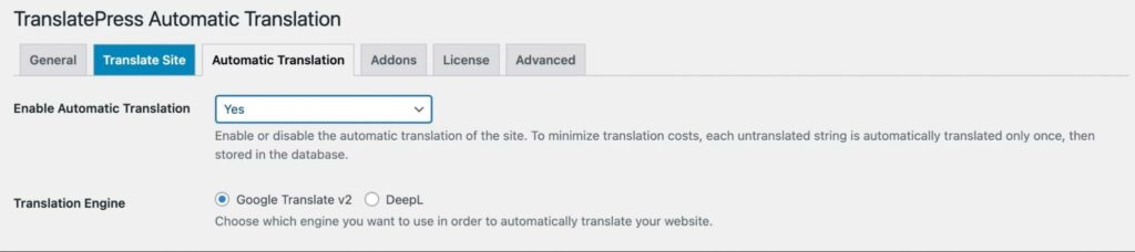 Enable Automatic Translation
