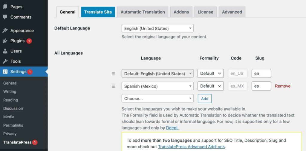 Selecionar idiomas