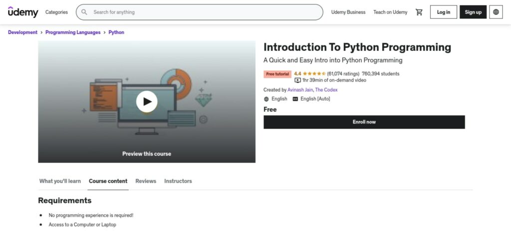 The Udemy Intro to Python course