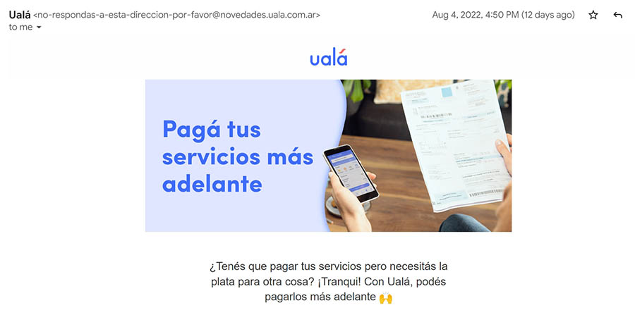 Un correo de marketing informativo.