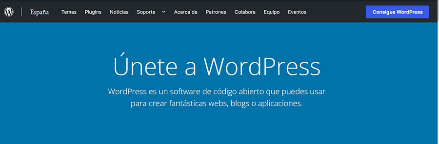 Página inicial de WordPress.org.