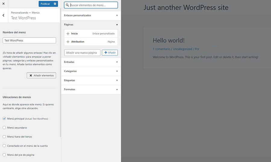 añadir-nuevos elementos menu WordPress