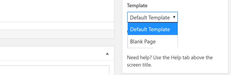 Choosing a page template in WordPress