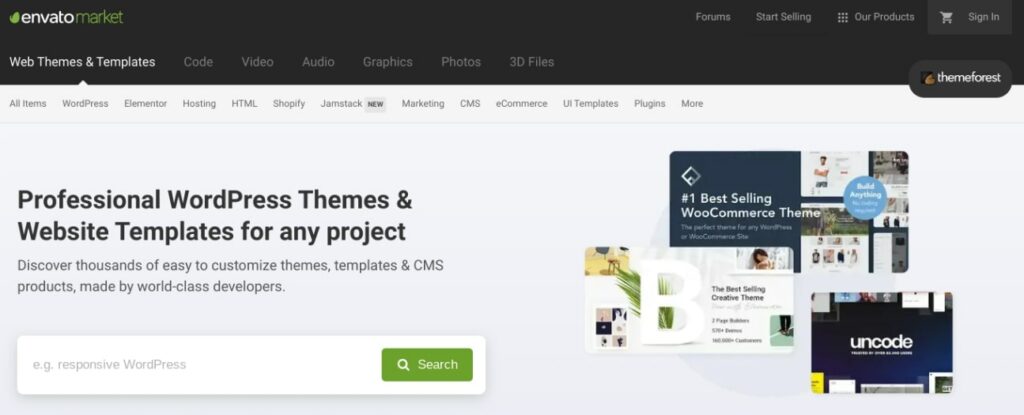 Envato ThemeRorest WordPress themes marketplace