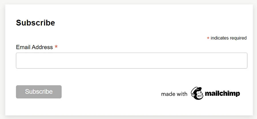 Un formulario de suscripción.