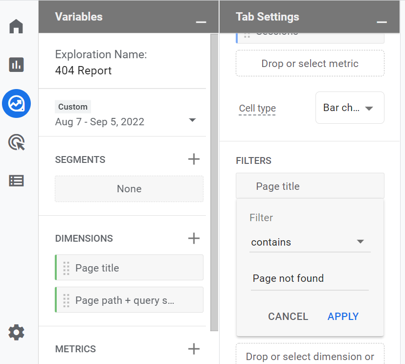 Google Analytics 4 404 error report
