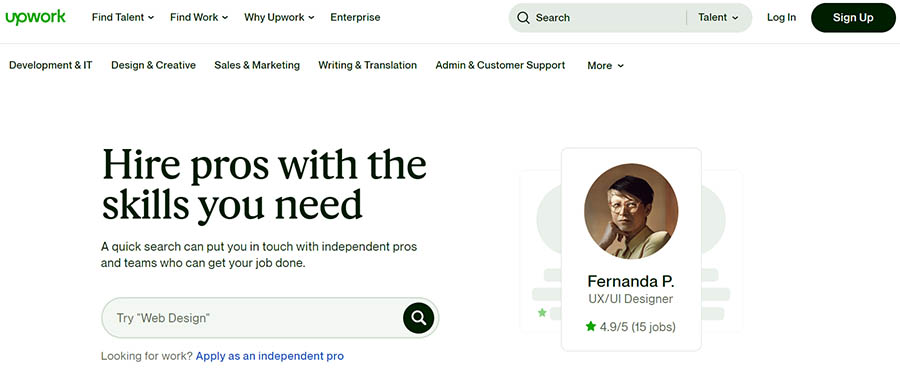 Contrata un desarrollador para crear un tema personalizado de WordPress en Upwork. 