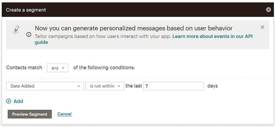 Creando un segmento de correos