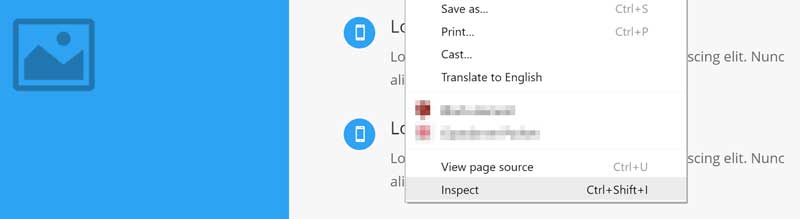 Inspecting an element in Google Chrome