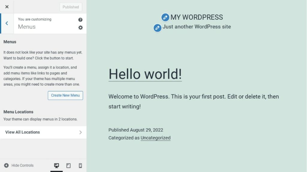 WordPress menu