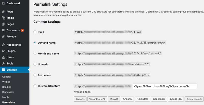 WordPress Permalinks Settings