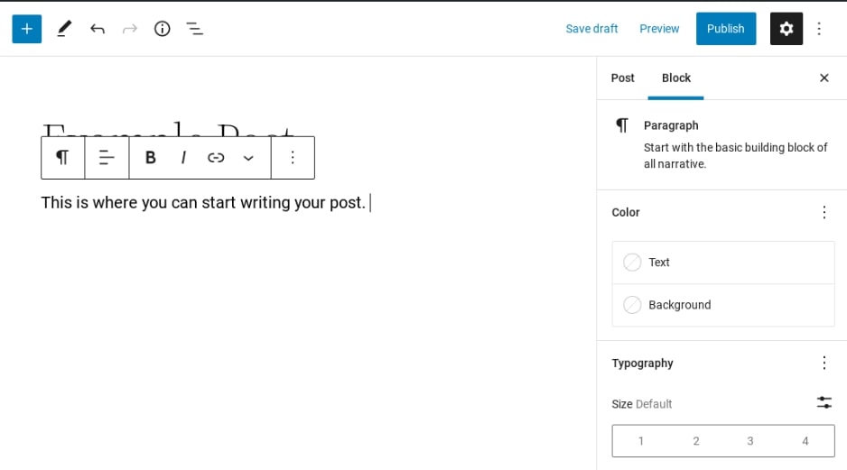 adding blocks of text in the WordPress post editor