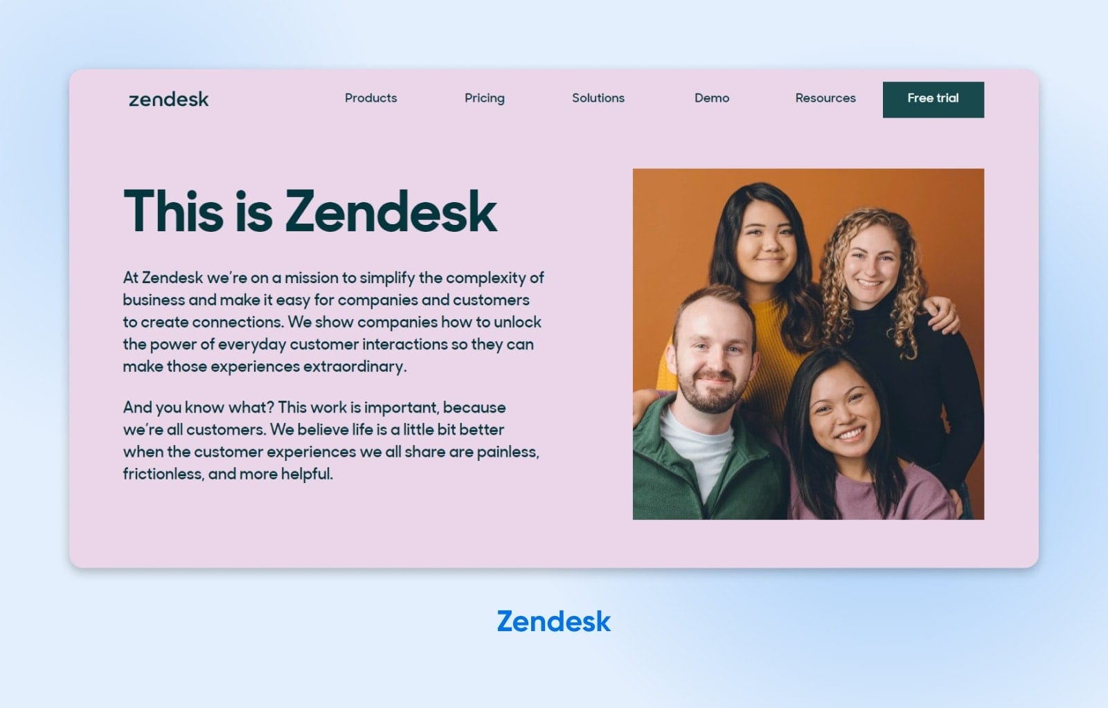Zendesk "About Us" page