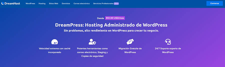Alojamiento Administrado de WordPress DreamHost.