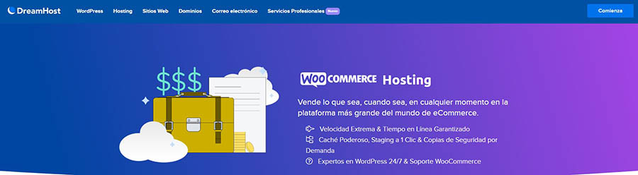 Alojamiento WooCommerce de DreamHost.