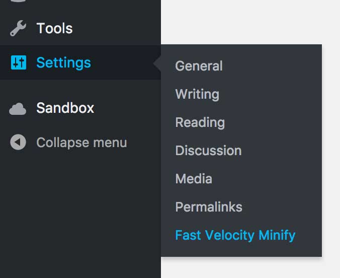 Fast Velocity Minify settings in WordPress